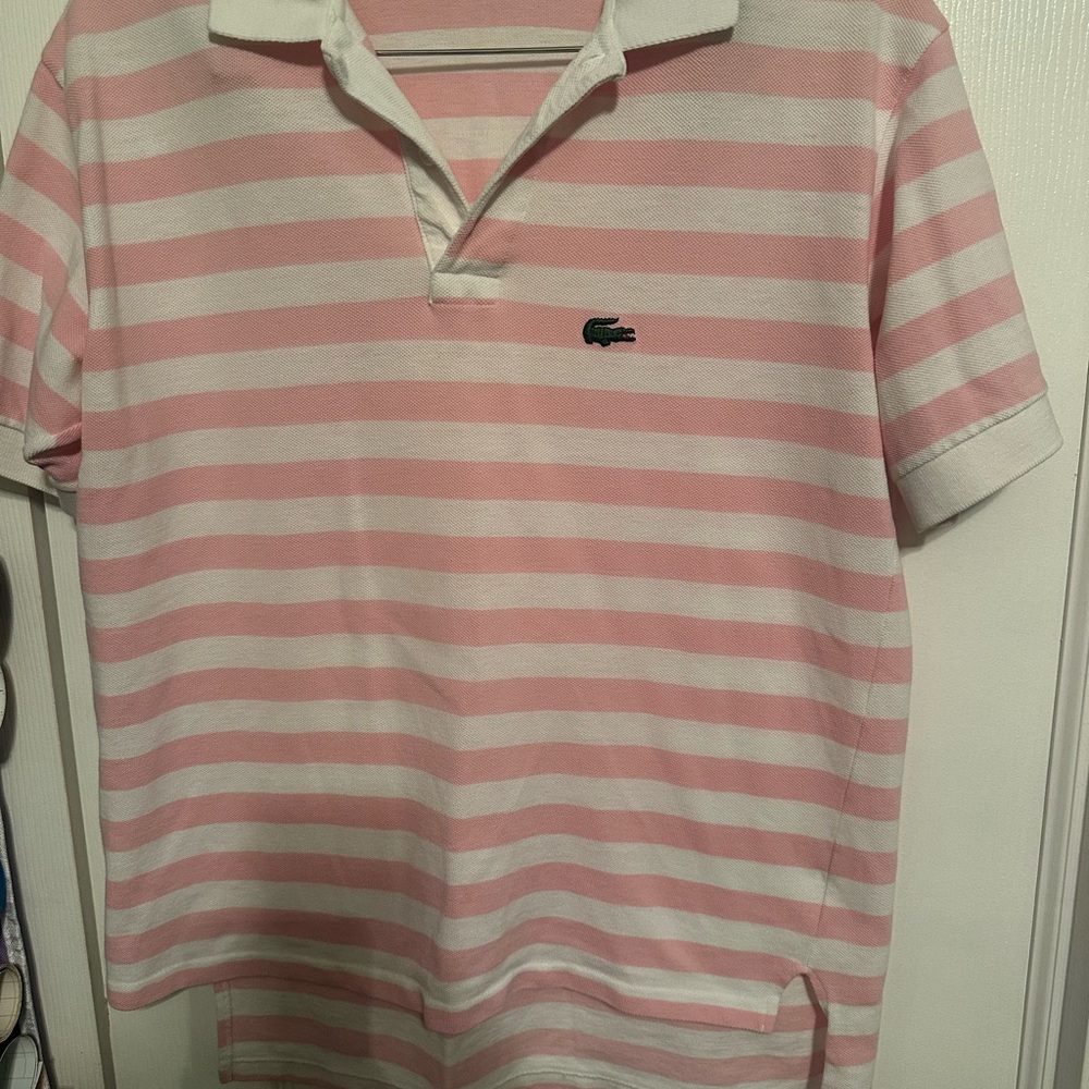 Izod Lacoste Pink and White Polo Shirt
